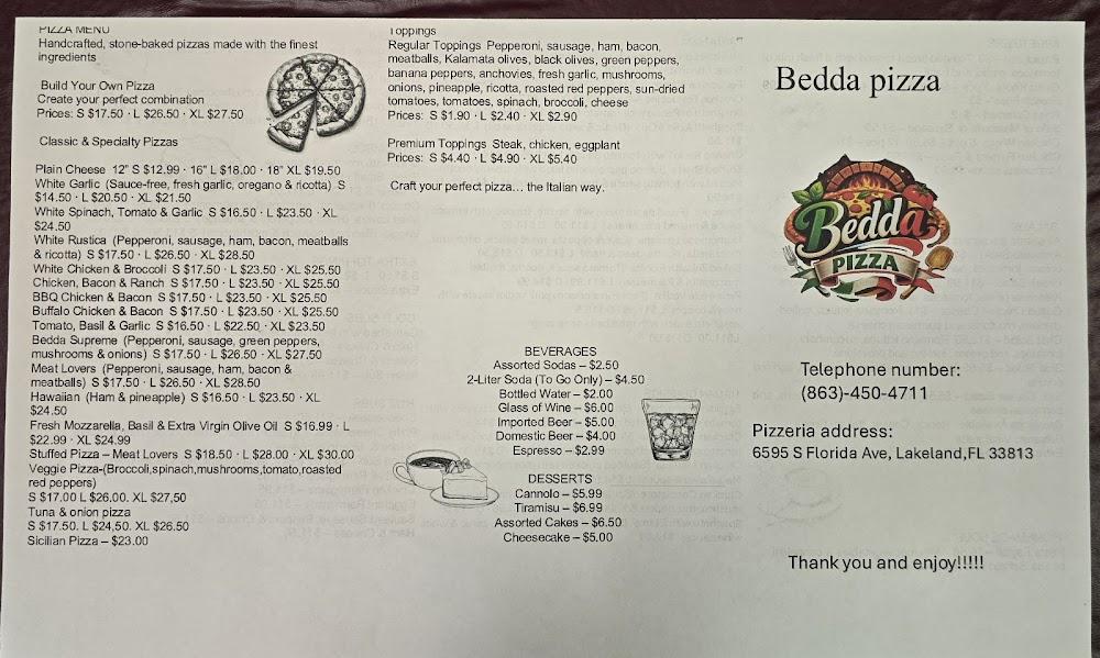 Bedda pizza Menu image 1
